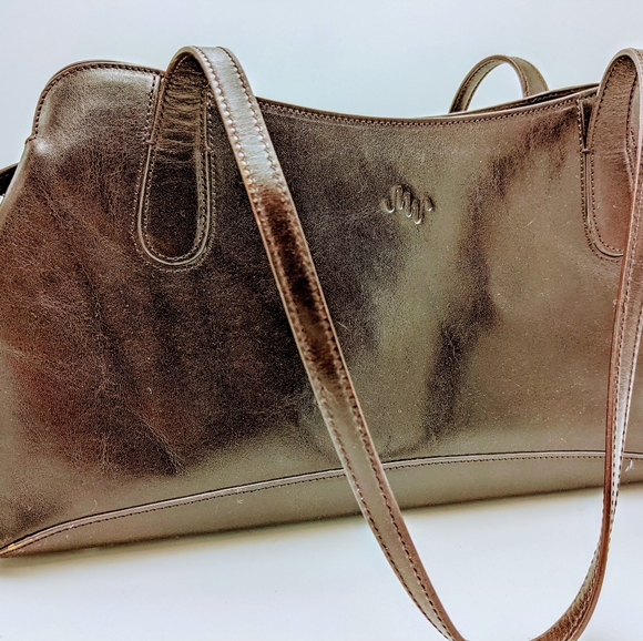 MONSAC ORIGINAL Brown Real Leather Satchel Shoulder Bag Purse, with dust bag. - Picture 3 of 15